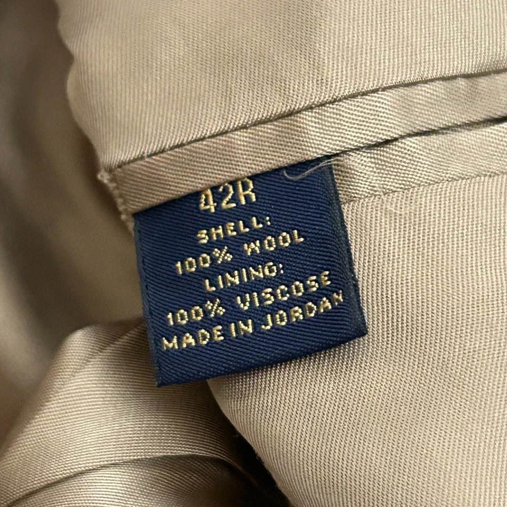 Brooks Brothers‎ 346 Blazer 42R Tan Blue Houndstooth 100% Wool Sport Coat